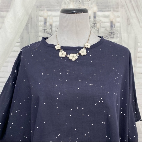 Eileen Fisher Size XX2 2XS Blue Ink Organic Cotton Round Neck Box Top Oversized - Picture 3 of 11